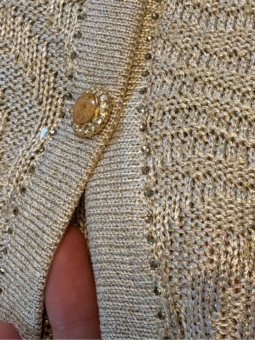 Vintage St. John Evening by Marie Gray Gold Metallic Knit Skirt Set 4/6 USA - Picture 2 of 7